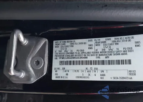 2019 Ford Escape Se from USA, damaged, VIN 1FMCU0GD8KUC06488